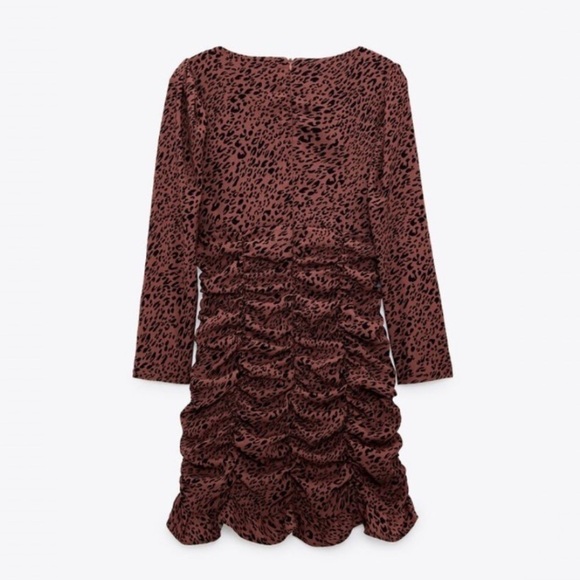 NWT Zara Pink & Black Leopard Printed Dress w/ Draping - Picture 4 of 9